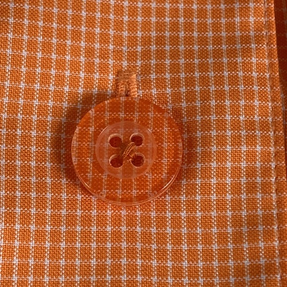 Women’s M COLDWATER CREEK Orange Sherbert Micro Checked Button Down Career Shirt - Picture 15 of 15